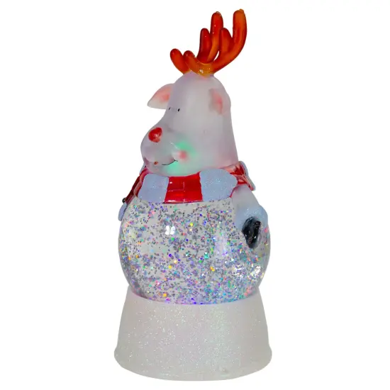 Northlight LED Lighted Color Changing Reindeer Christmas Snow Globe - 8" White {5}