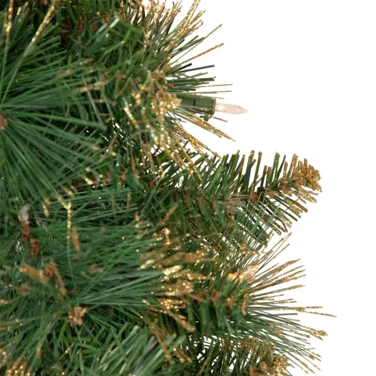 Northlight Pre-Lit Yorkshire Pine Artificial Christmas Wreath, 24-Inch, Clear Lights Green {4}