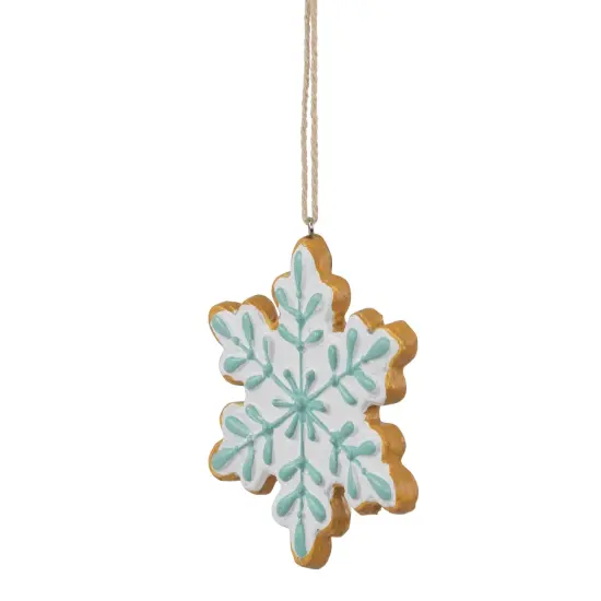 Northlight Frosted Snowflake Cookie Christmas Ornament - 3.75" - White and Green {4}