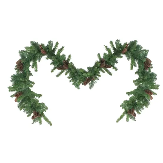 Northlight 9' x 14" Dakota Red Pine Artificial Christmas Garland - Unlit Green {4}