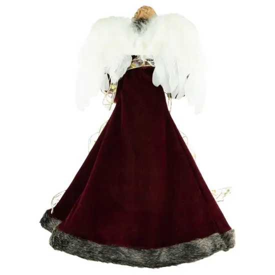 Northlight 18" Lighted Red and Gold Angel in a Dress Christmas Tree Topper - Warm White Lights {6}