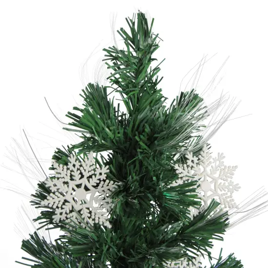 DAK 3' Pre-Lit Fiber Optic Artificial Christmas Tree with White Snowflakes - Multi-Color Lights {4}