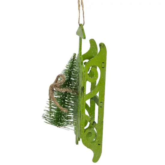 Northlight Tree on Wood Sled Christmas Ornament - 9" - Green {5}