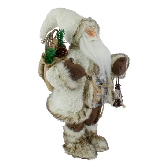 Northlight 12" Snow Lodge Santa Christmas Figure with Lantern White {4}