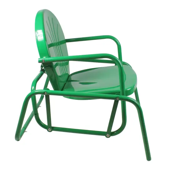 Northlight Outdoor Retro Metal Tulip Glider Patio Chair, Green {5}