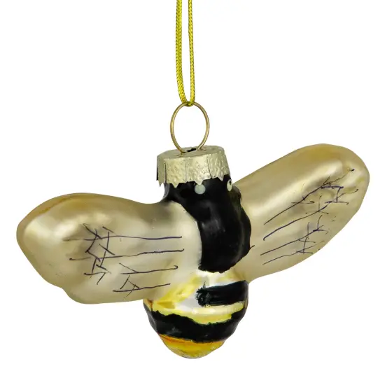 Northlight 3.25" Black and Yellow Bee Glass Christmas Ornament {5}