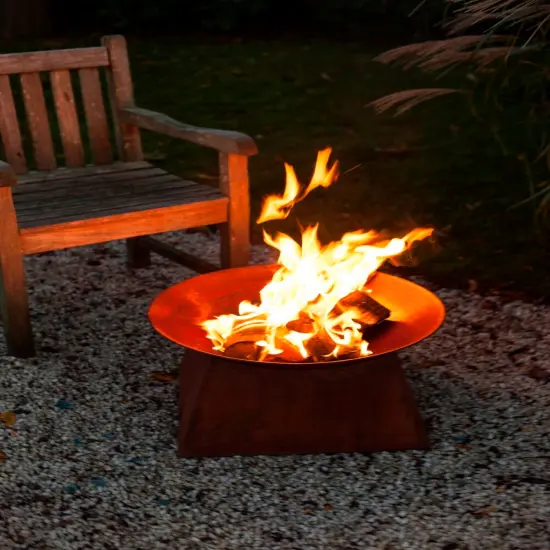 Esschert Design 22" Brown Solid Rustic Finish Outdoor Patio Garden Fire Bowl with Stand {6}