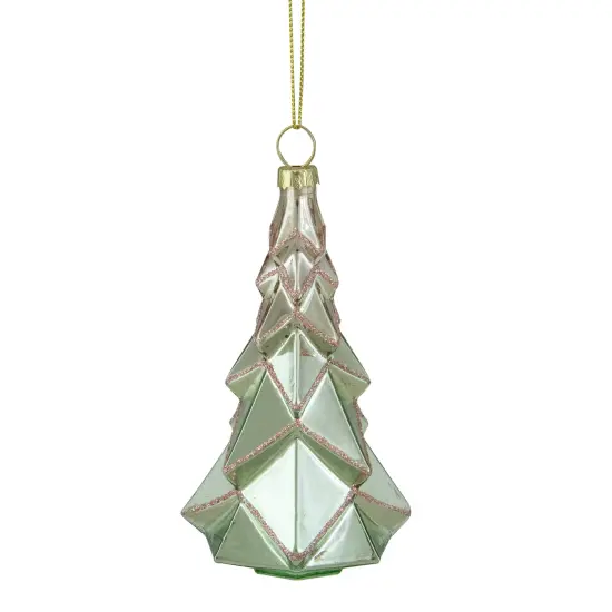 Northlight 5" Green with Pink Glitter Glass Christmas Ornament {5}