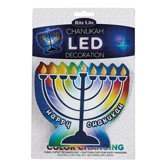 Rite Lite 5" Blue Battery Operated Color Changing Fiber Optic "Happy Hanukkah" Menorah Window Decor {4}