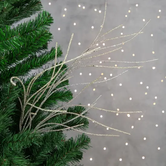 Northlight 36" Champagne Gold Glittered Christmas Twig Spray {3}