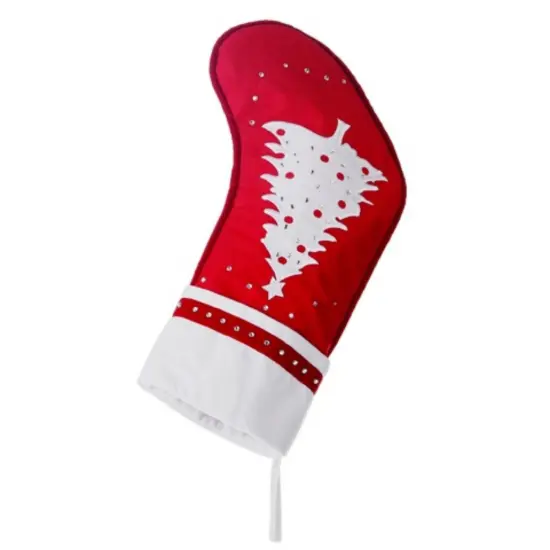 Allstate 22" Red and White Embroidered Tree with Rhinestones Christmas Stocking {4}