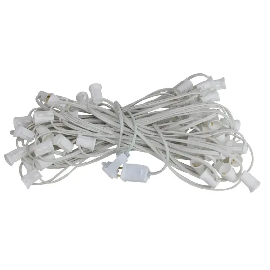 Northlight Commercial Grade C7 Christmas Light Socket Set - 50' White Wire - 18 Gauge {4}