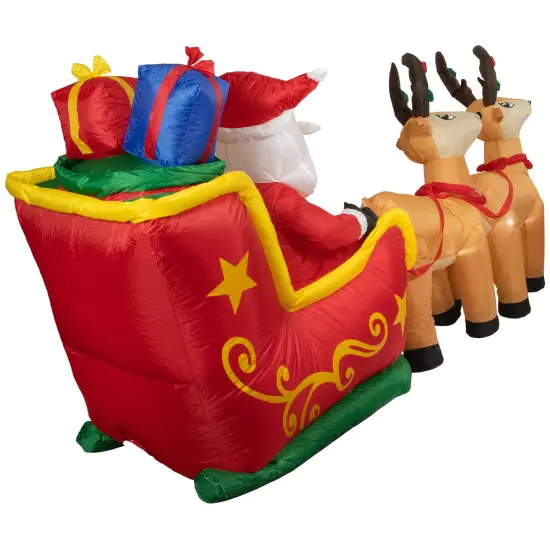 Northlight Inflatable Santa's Sleigh and Reindeer Outdoor Christmas Decoration - 8' Red {5}