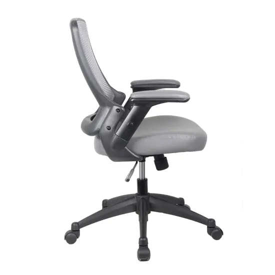 Techni Office Solutions 34" Gray and Black Mid-Back Mesh Task Office Chair with Height Adjustable Arms {5}
