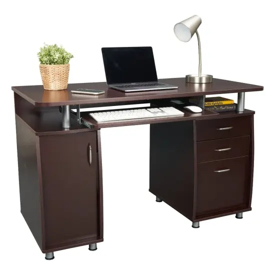 Techni Office Solutions 48" Brown Chocolate Unique Techni Mobili Complete Workstation Computer Desk with Storage {4}