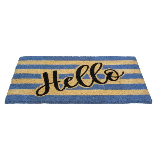 Northlight Natural Coir "Hello" Outdoor Rectangular Doormat 18" x 30" Yellow {4}