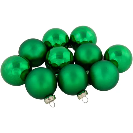 Northlight 2-Finish Christmas Glass Ball Ornaments - 1.75" (45mm) - Green - 10ct {7}