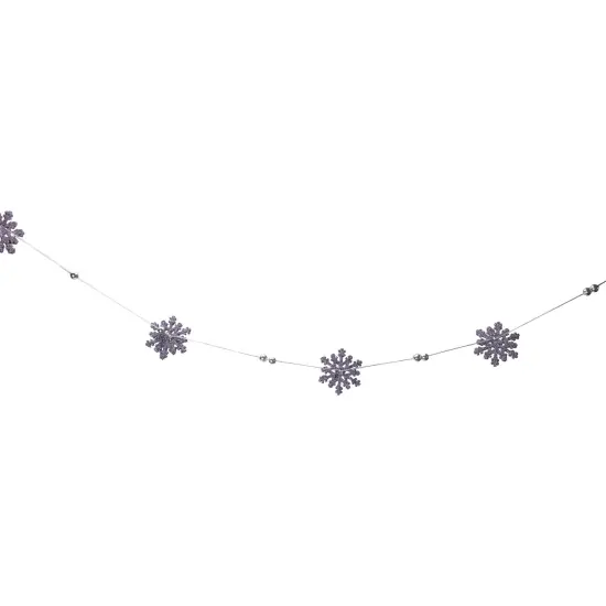 Northlight 5' x 2" Purple Snowflake Christmas Garland with Silver Beads, Unlit {7}