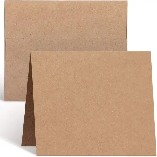 4.25 x 5.5 Cards and Envelopes 100 Pack, Ohuhu Heavyweight Kraft Folded Cardstock Paper and A2 Envelopes for DIY Greeting Card, Wedding, Birthday, Invitations, Thank You Cards & All Occasion {1}