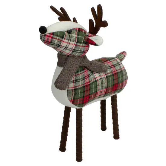 Northlight Standing Plaid Reindeer Christmas Decoration - 13.5" - Red, Green and Brown {4}