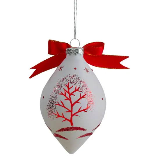 Northlight 5" Red and White Moose Christmas Teardrop Ornament {4}