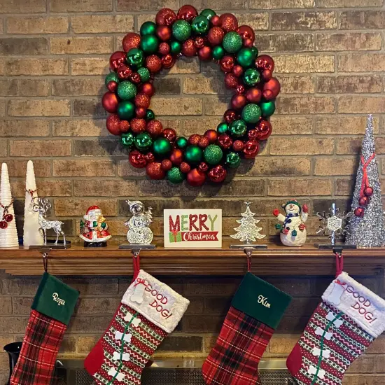 Northlight 3-Finish Shatterproof Ball Christmas Wreath - 24" - Red and Green - Unlit {5}