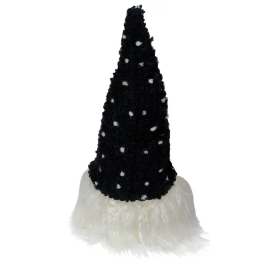 Northlight LED Lighted Polka Dot Knit Hat Gnome Christmas Decoration - 10" - Black and White {6}