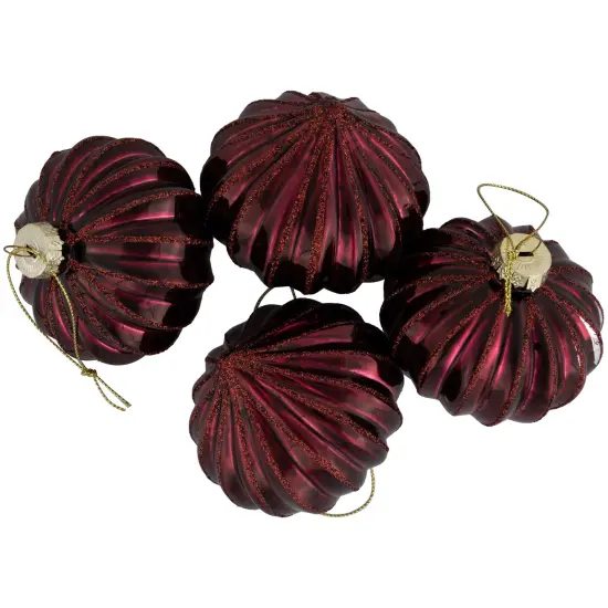 Northlight Glittered Onion Glass Christmas Ornaments - 3.25" - Maroon - 4ct Red {5}