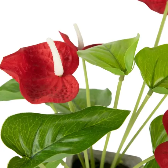 Northlight Anthurium Spring Floral Artificial Plant in a Square Pot - 12" - Red {6}