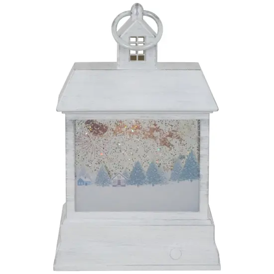 Northlight LED Lighted Santa's Sleigh Christmas Lantern Snow Globe - 10" White {7}