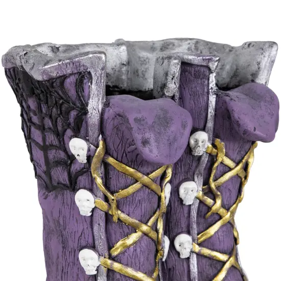 Northlight Witch's Boots with Skull and Spider Details Halloween Decoration - 15" Purple {7}