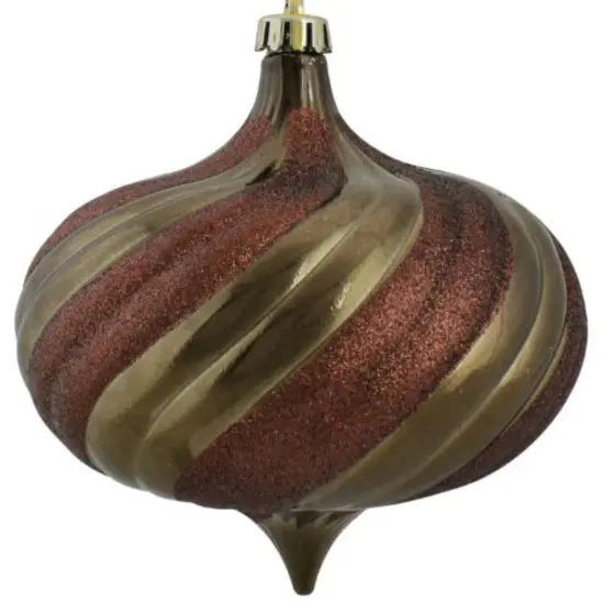 DAK 4ct Mocha Brown Swirl Shatterproof 2-Finish Onion Drop Christmas Ornaments 5.75" (150mm) {4}