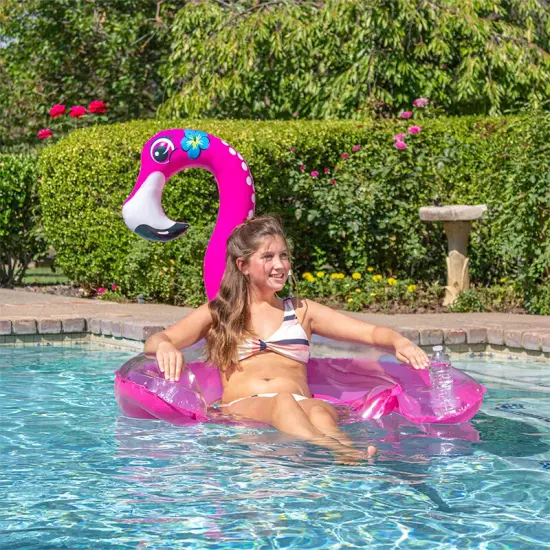 Swim Central 60" Inflatable Flamingo Swimming Pool Sling Chair Pool Float Pink {4}