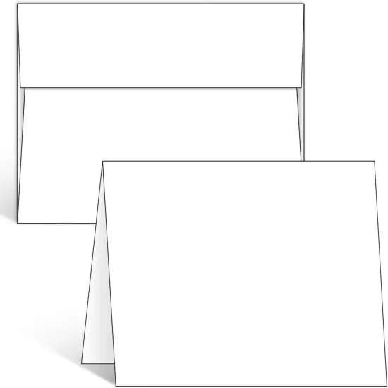 Blank White Cards and Envelopes 100 Pack, Ohuhu 4.25 x 5.5 Heavyweight Folded Cardstock and A2 Envelopes for DIY Greeting Card, Wedding, Birthday, Invitations, Thank You Cards & All Occasion {1}