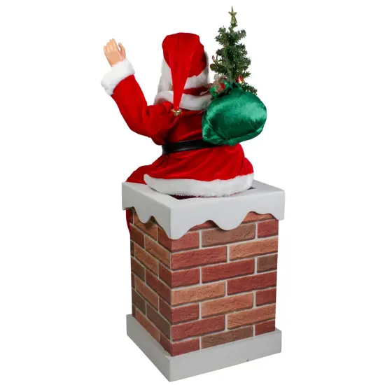Northlight 32" Musical and Animated Santa on a Chimney Christmas Decoration Red {7}