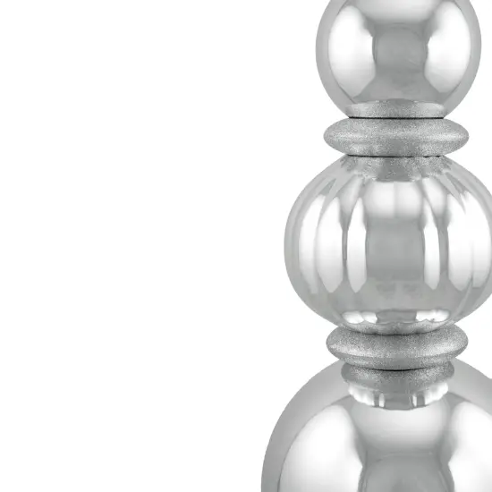 Northlight Shiny Ball Finial Tower Commercial Christmas Decoration - 4.5' - Silver {5}