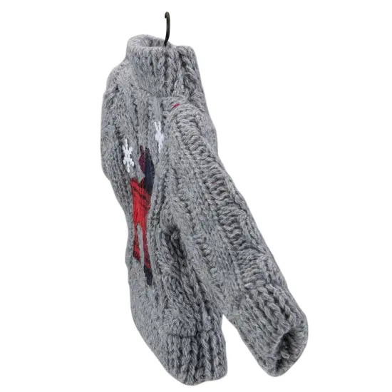 Northlight Ugly Sweater with Plaid Moose Christmas Ornament - 9" - Gray {5}