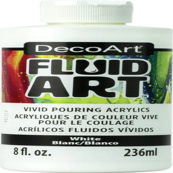 Multipack of 6 - DecoArt FluidArt Ready-To-Pour Acrylic Paint 8oz-White {1}