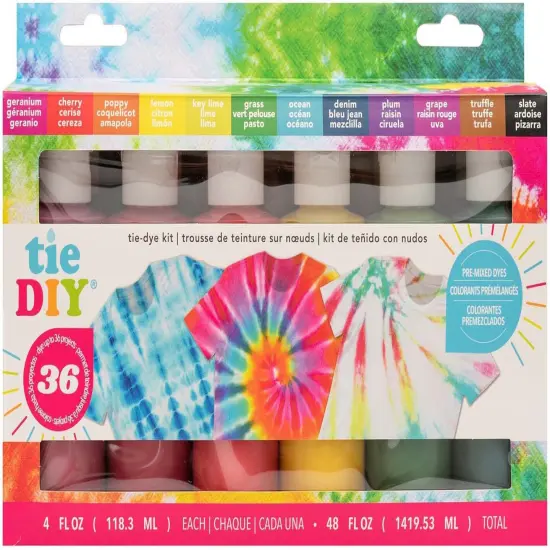 American Crafts Medium Tie Dye Kit 4oz 76/Pkg-12 ASSORTED BRIGHT COLORS {1}