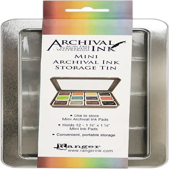 Ranger Mini Archival Storage Tin-Holds 12 Mini Ink Pads: 1.75"X1.25" {1}