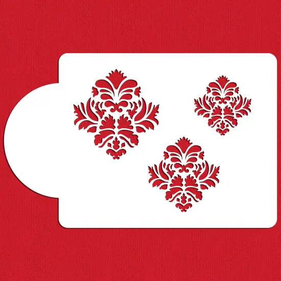 Damask Icon Cake & Cookie Stencil Set | C476 by Designer Stencils | Cake Decorating Tools | Baking Stencils for Royal Icing, Airbrush, Dusting Powder | Reusable Plastic Food Grade Stencil for Cakes & Cookies | Easy to Use & Clean {1}