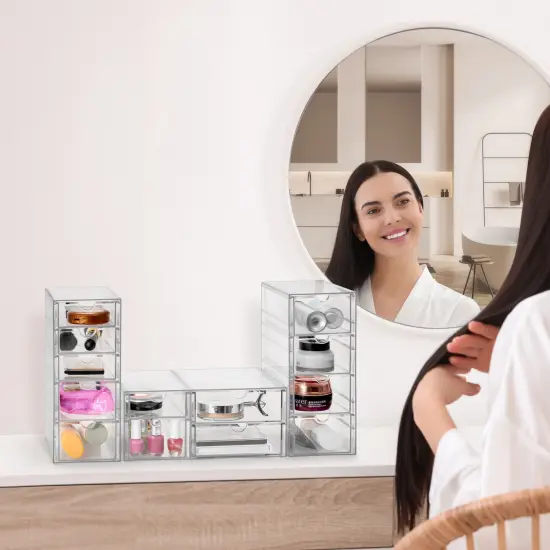 Sorbus 12 Drawers Acrylic Organizer for Makeup, Organization and Storage, Art Supplies, Jewelry, Stationary - 3 Pcs Clear Stackable Storage Drawers {3}