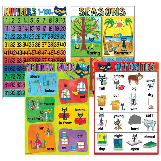 Pete the Cat Early Learning Small Poster Pack, 11" x 15-3/4", Pack of 12 {2}
