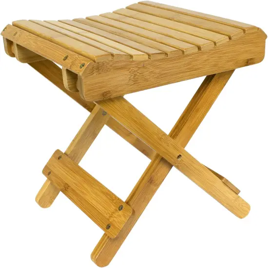 Sorbus Bamboo Folding Step Stool Bench - Great for Bathroom, Spa, Sauna, Collapsable Wooden Seat, Fully Assembled {1}