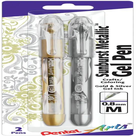 Pentel Sunburst Metallic Gel Pens .8mm 2/Pkg-Gold & Silver {1}