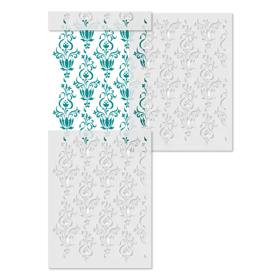 Tulip Wallpaper Design Wall Stencil | 3621 by Designer Stencils | Floral Stencils | Reusable Art Craft Stencils for Painting on Walls, Canvas, Wood | Reusable Plastic Paint Stencil for Home Makeover | Easy to Use & Clean Art Stencil {3}