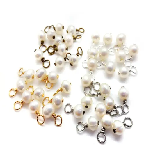 Dainty Freshwater Pearl Charms with Your Choice of Wire, 10 pieces, Adorabilities Gold-Plated {1}