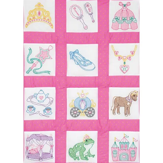 Jack Dempsey Themed Stamped White Quilt Blocks 9"X9" 12/Pkg-Princess {2}