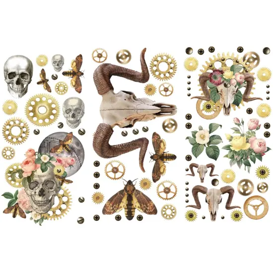 Finnabair Mini Transfers - Boho Skulls - 3 sheets, 6"x12" {1}