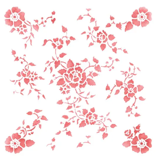 Floral Rose Wallpaper Wall Stencil | 3391 by Designer Stencils | Floral Stencils | Reusable Art Craft Stencils for Painting on Walls, Canvas, Wood | Reusable Plastic Paint Stencil for Home Makeover | Easy to Use & Clean Art Stencil {1}